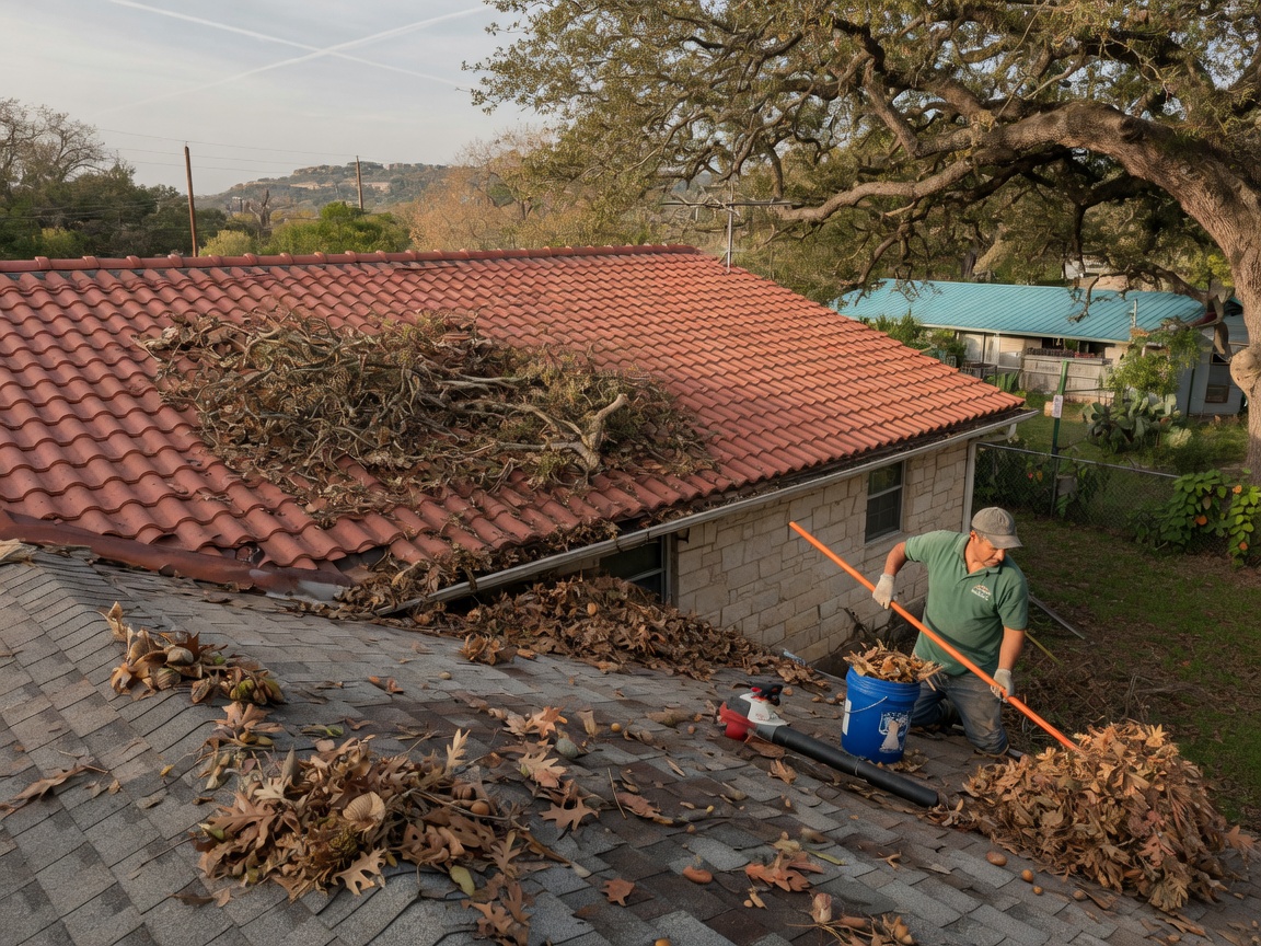 Managing Oak Tree Debris on Roofs in South Austin